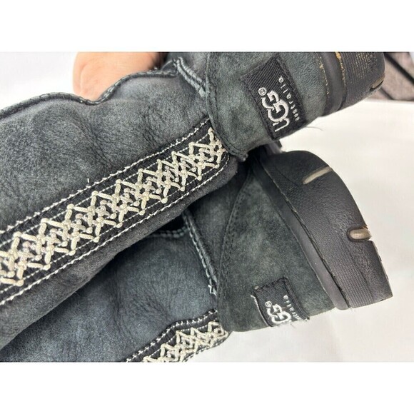 Ugg Ultimate Tall Braid 5340 Boots Size 5 Wide Black Suede Calf Height Sheepskin - Picture 12 of 15